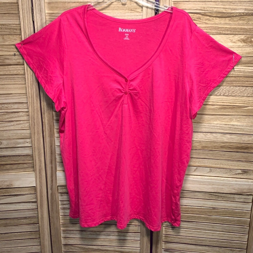 Roaman's Short Sleeve V-Neck T-Shirt Size 1X (22/24) New W/O tags